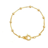 Pulseira Folheada A Ouro 18k Semi Joia Com Bolinhas - Adulto