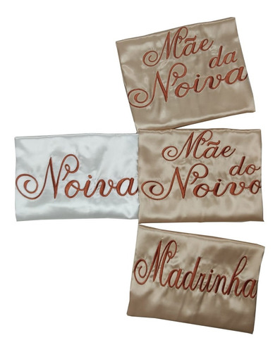 Kit 4 Robes Roupão Cetim Bordado Noiva Mãe Pronta Entrega