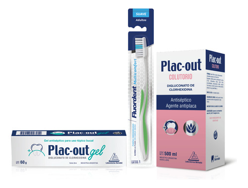 Cepillo Fluordent + Plac-out Colutorio + Plac-out Gel