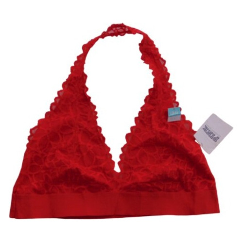 Victoria's Secret Pink  Bralette  Halter Roja Encaje Grande