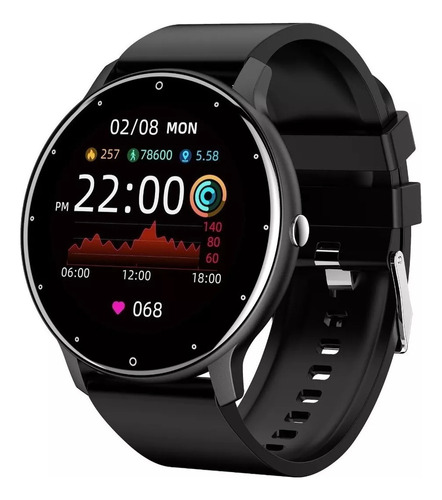 Smartwatch Genérica Zl02 Caja Negra, Malla Negra De Silicona