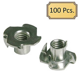 D.h.s. 1/4  -20 Tee Nuts - 4 Dientes - Galvanizado - 100 Pc