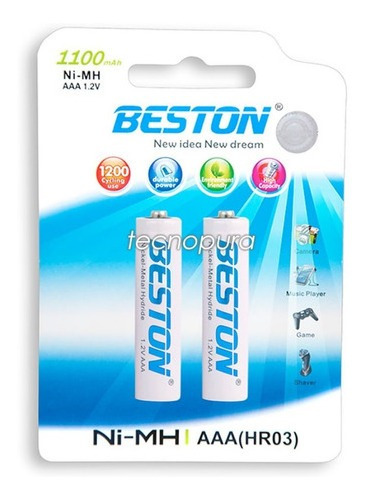 Bst-aaa1100x2 - Bateria Beston Aaa Recargable 1100 Mah