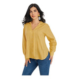 Camisa Casual Mujer Amarillo 960-60