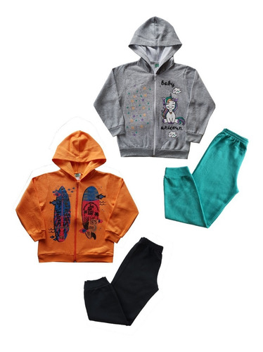 Moletom Infantil Kit Com 3 Conjunto Menina Ou Menino Inverno