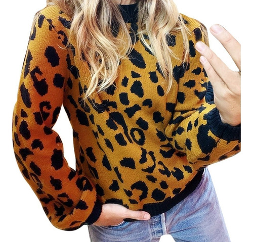 . Sudadera De Manga Larga For Mujer, Suéter De Leopardo 1282