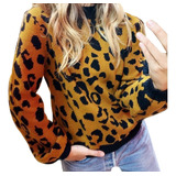 . Sudadera De Manga Larga For Mujer, Suéter De Leopardo 1282