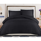 Funda Duvet Negro Tamaño Queen Con 2 Fundas Para Almohadas