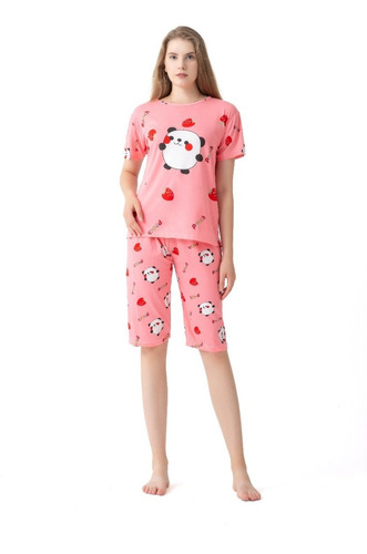 Conjunto Polera  Con Short Pijama Mujer. Qikun