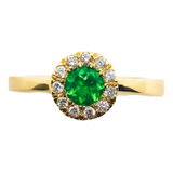 Anillo Marquesa Oro Italiano 18k Con Esmeralda Y Diamantes