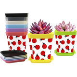 8-pack Flower Pots Gardening Containers Ladybug Plant Pots .
