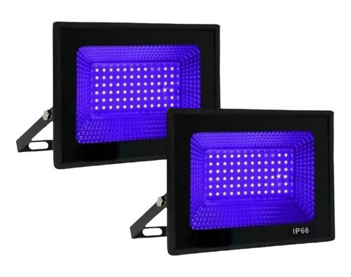 Kit 2 Refletores Holofote 200w Luz Negra Led Efeito Neon