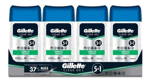 Gillette Antitranspirante 5 En 1 Clear Gel 4 Pz De 113g Cu Fragancia Clear Gel