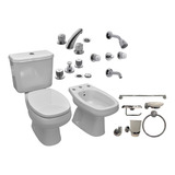 Juego Inodoro Tapa Bidet Griferia Fv Acc Monaco Roca Pe