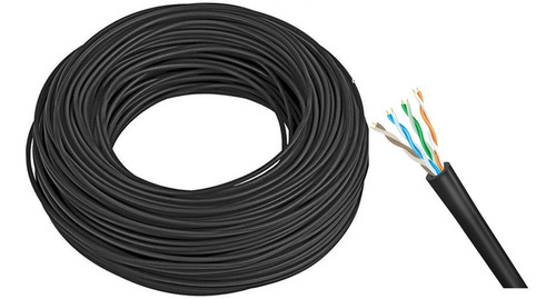 Cabo De Rede Internet Rolo 100 Metros Preto Cat5e 4 Pares