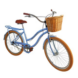 Bicicleta Aro 26 Retrô Vintage S/ Marcha Vime Bagageiro Azul