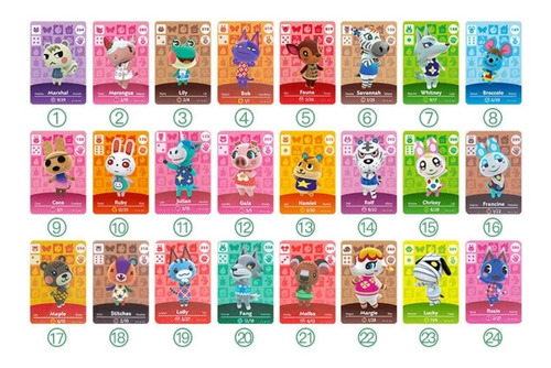 Mini Tarjetas Amiibo Animal Crossing Colección Completa 72pz