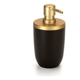 Porta Sabonete Liquido Dispenser Preto Dourado Fosco Luxo