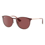 Anteojos De Sol Ray-ban Erika Metal Standard Con Marco De Metal Color Polished Tortoise, Lente Dark Violet Clásica, Varilla Bronze-copper De Metal - Rb3539