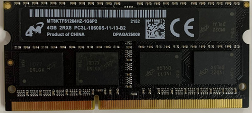 Memoria Ram Sodimm 4gb Chip Micron  Ddr3 1333mhz Oem Black