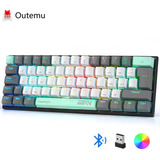 Terport 60% Teclado Inalámbrico Español Z11 Con Bluetooth Receptor Usb Y Cable, Switch Outemu Red Hotswap, Luces Rgb, Teclado Gamer Bluetooth Recargable De 62 Tecals Antighosting