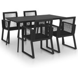 Juego De Comedor Al Aire Libre De 5 Piezas Pvc Rattan Negro