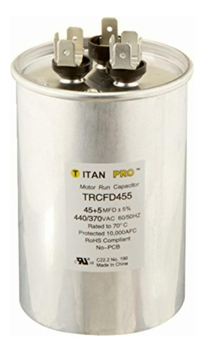Packard Trcfd455 45+5mfd 440/370v Round Run Capacitor