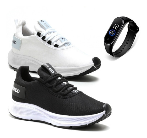 Kit 2 Pares Combo Tenis Masculino Esportivo Corrida + Brinde