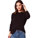 Sweater Mujer Cuello Redondo Pullover Lana Canelones 