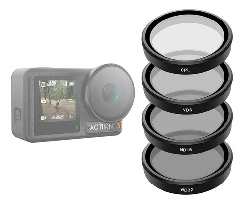 Kit Filtros Cpl E Nd8/16/32 Para Dji Osmo Action 3 - Telesin