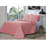 Colcha Cobre Leito Matelado Liso Queen 3 Peças Cor Rose