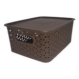 Caja Organizadora Plástica C/ Tapa Apilable Varios Colores S