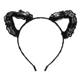 Diadema Con Orejas De Gato Para Disfraz, Cosplay, Encaje