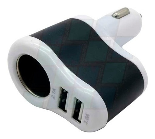 Cargador Doble Usb + 1 Toma 12v Blanco Carga Rapida-lenta