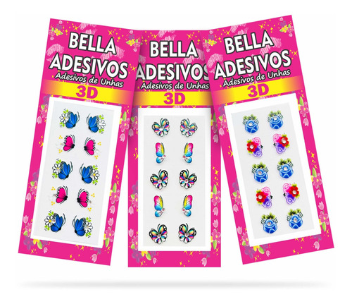 2000 Peliculas Kit Adesivos De Unha 3d Bella Adesivos