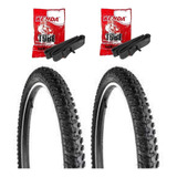 Par Pneus Bike Mtb Levorin Excess Aro 24 X 1.95 + 2 Camaras Cor Preto