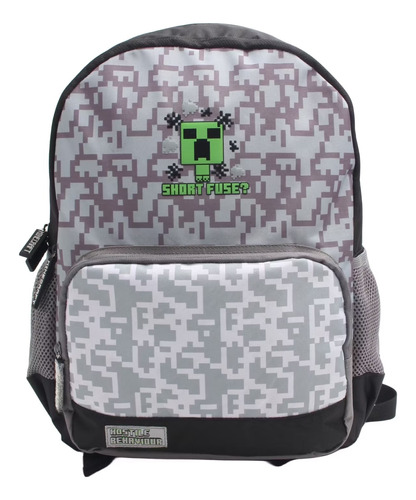 Mochila Juvenil Minecraft Gris