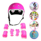 Kit Proteção Infantil Semi Profissional Capacete Menina Rosa