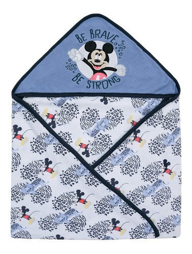 Toalla Capucha Bambino  Mickey Animal Print Blanco