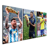 Cuadro Triptico 90x50cm Messi - Mbappe - Neymar