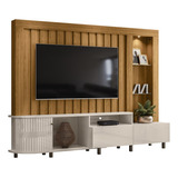 Estante Home Tv 70 Pol 2 Gavetas 243 Cm 6521 Naturale Off Wh