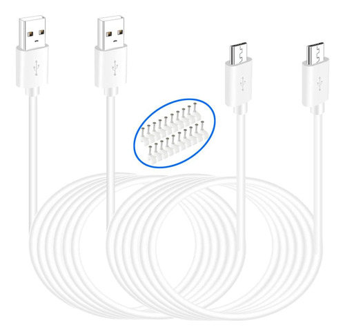 Siocen Paquete De 2 Cables Micro Usb De 20 Pies De Extensión