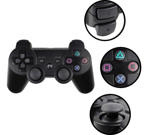 Manete Compativel Play 3 Ps3 Sem Fio Wireless + Cabo Usb