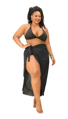 Kit Praia Conjunto De Biquini Com Saia Plus Size Canga Pareô