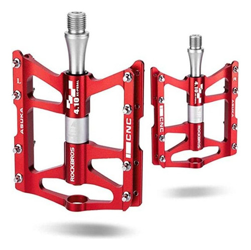 Pedales Plataforma Rockbros Aluminio Mtb 8 Pin/ Alta Calidad Color Rojo