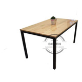 Mesa De Comedor Estilo Industrial Madera De Eucalipto 160x80