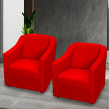 Kit 2 Poltrona Cadeira Para Recepção Decorativa Vermelho