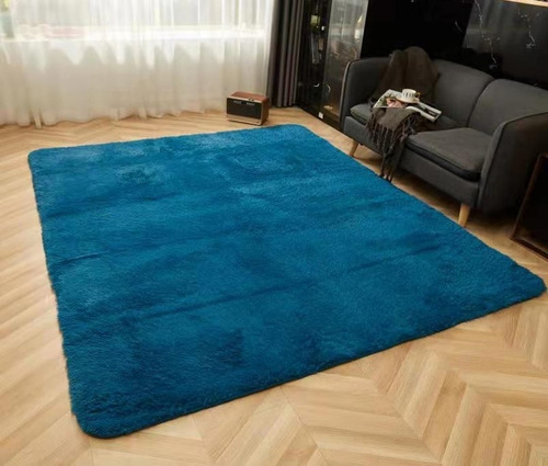 Alfombras Peludas Livianas 180x200 Cm Azul Petroleo