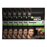 Tinte Shampoo Color Garnier Men Coloración 3.0 Castaño Oscuro 20 Ml C/u X6