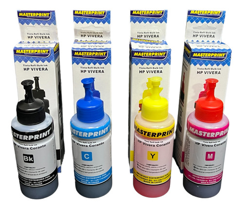 Kit 4 Refil Tinta Para Hp Vivera 100ml 92 122 662 664 667